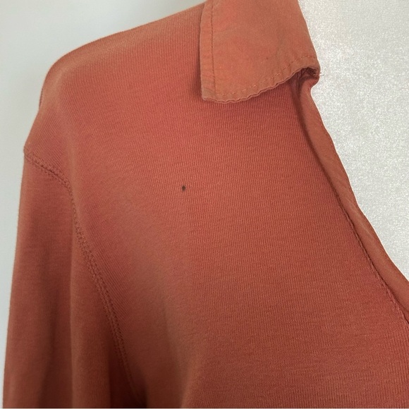 Rafaella Rust Orange 3/4 Sleeve Collared Henley Top - XL - Picture 8 of 8